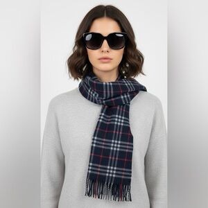 BURBERRY ENGLAND VINTAGE TARTAN PLAID FRINGE SCARF